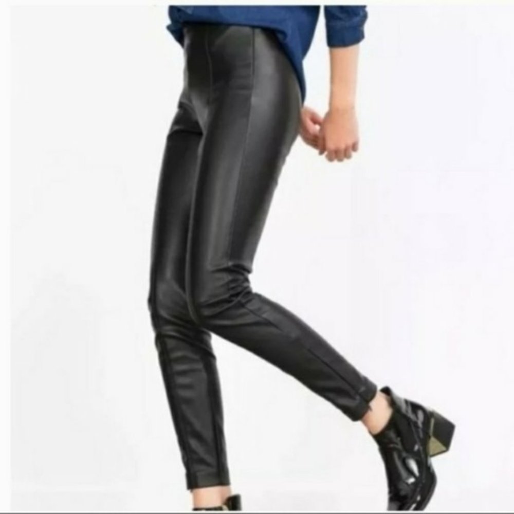 ZARA BASIC | Black Festival Faux Leather Pants - Picture 1 of 8